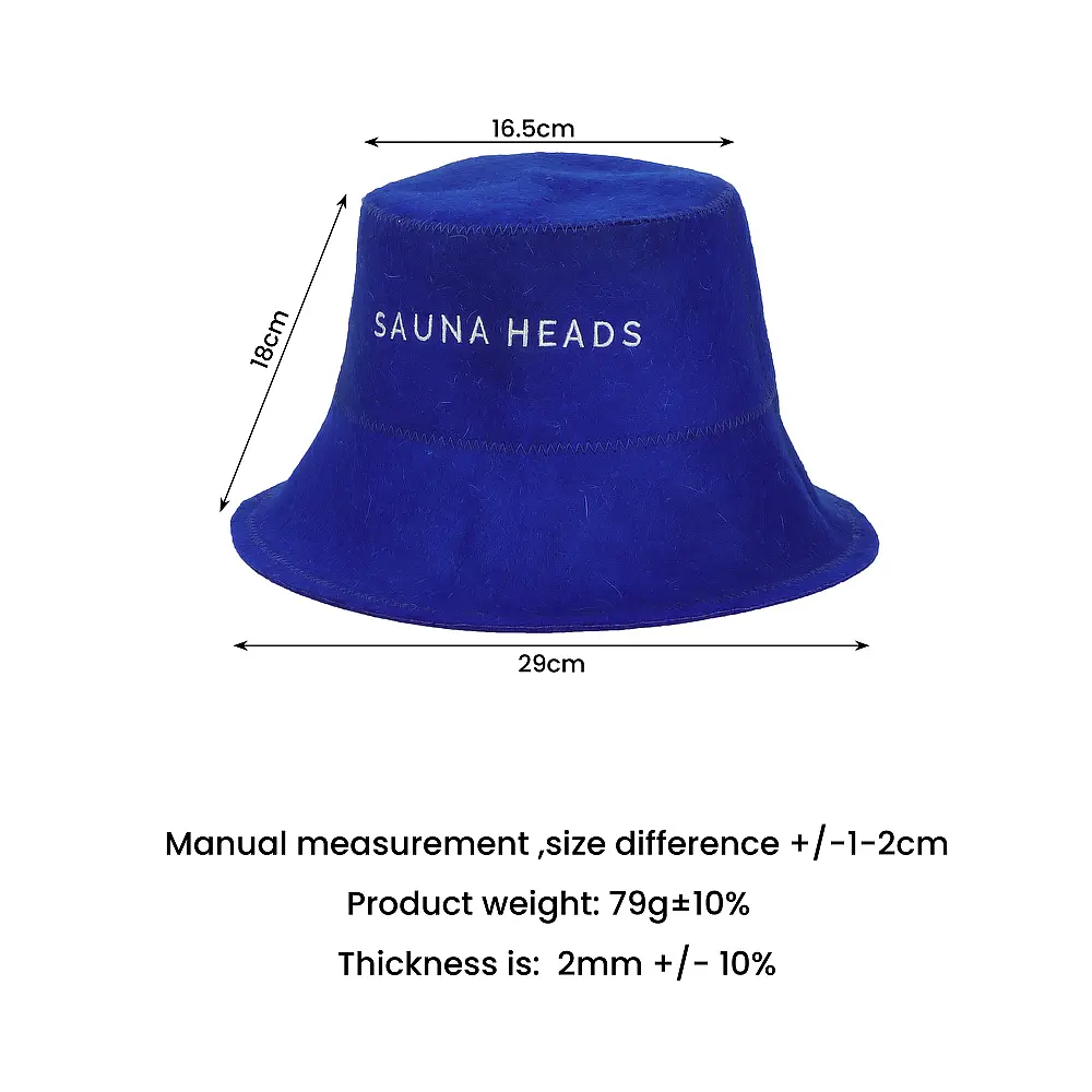 Custom High Quality 100% Wool Eco-Friendly Soft Reusable Sauna Hat Bucket Style with Custom Color and Logo Factory, Service