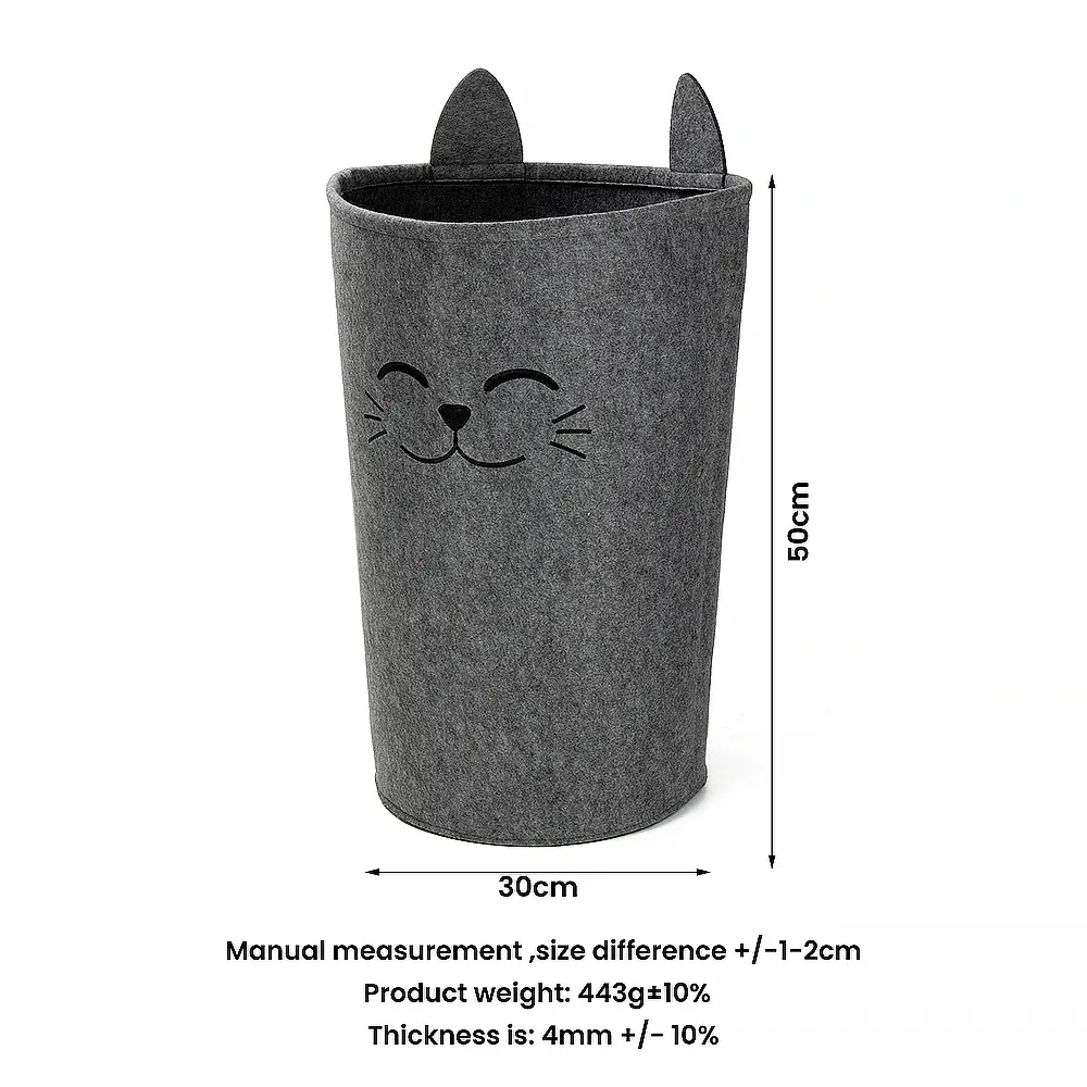 OEM Collapsible Laundry Hamper Cut Kitten Felt Foldable Laundry Basket with Handles for Storage Dorm Room Essentials Companies, Service