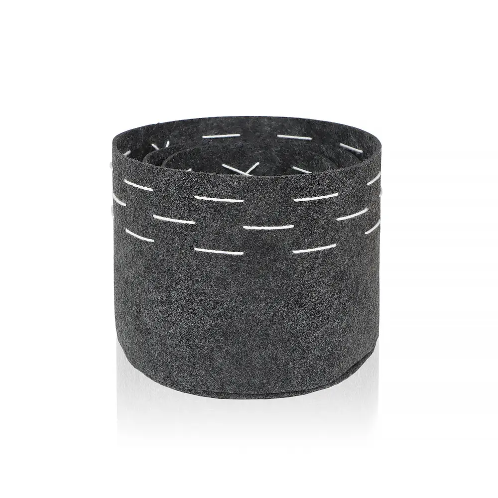 Buy Deep Gray Round Felt Set of Three with Exquisite White Top Decoration Pricelist, Companies
