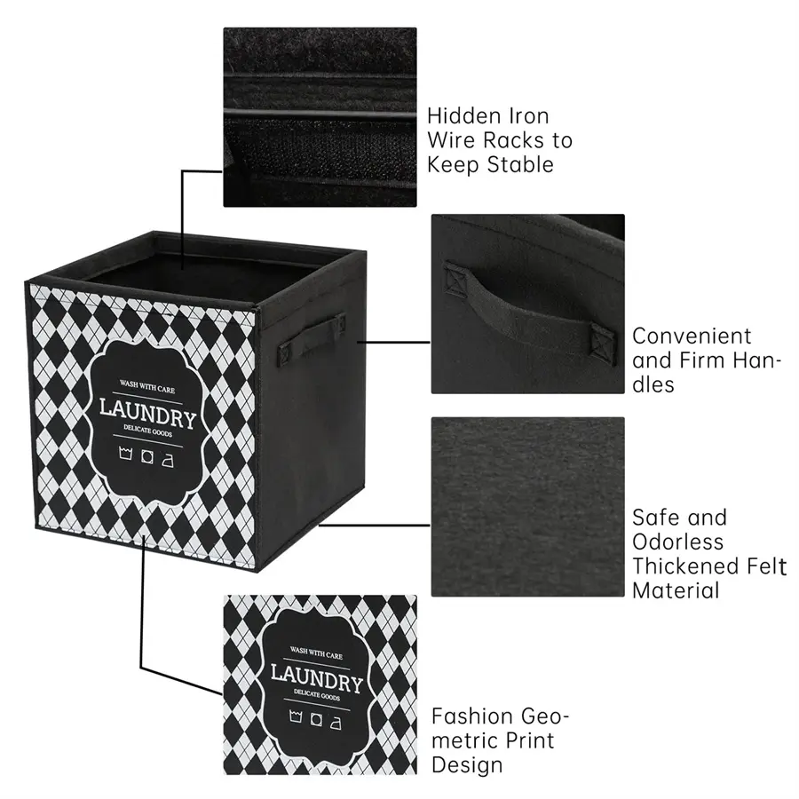 Custom Felt Collapsible Storage Bins with Handles Foldable Small Clothes Basket Exporters, Companies