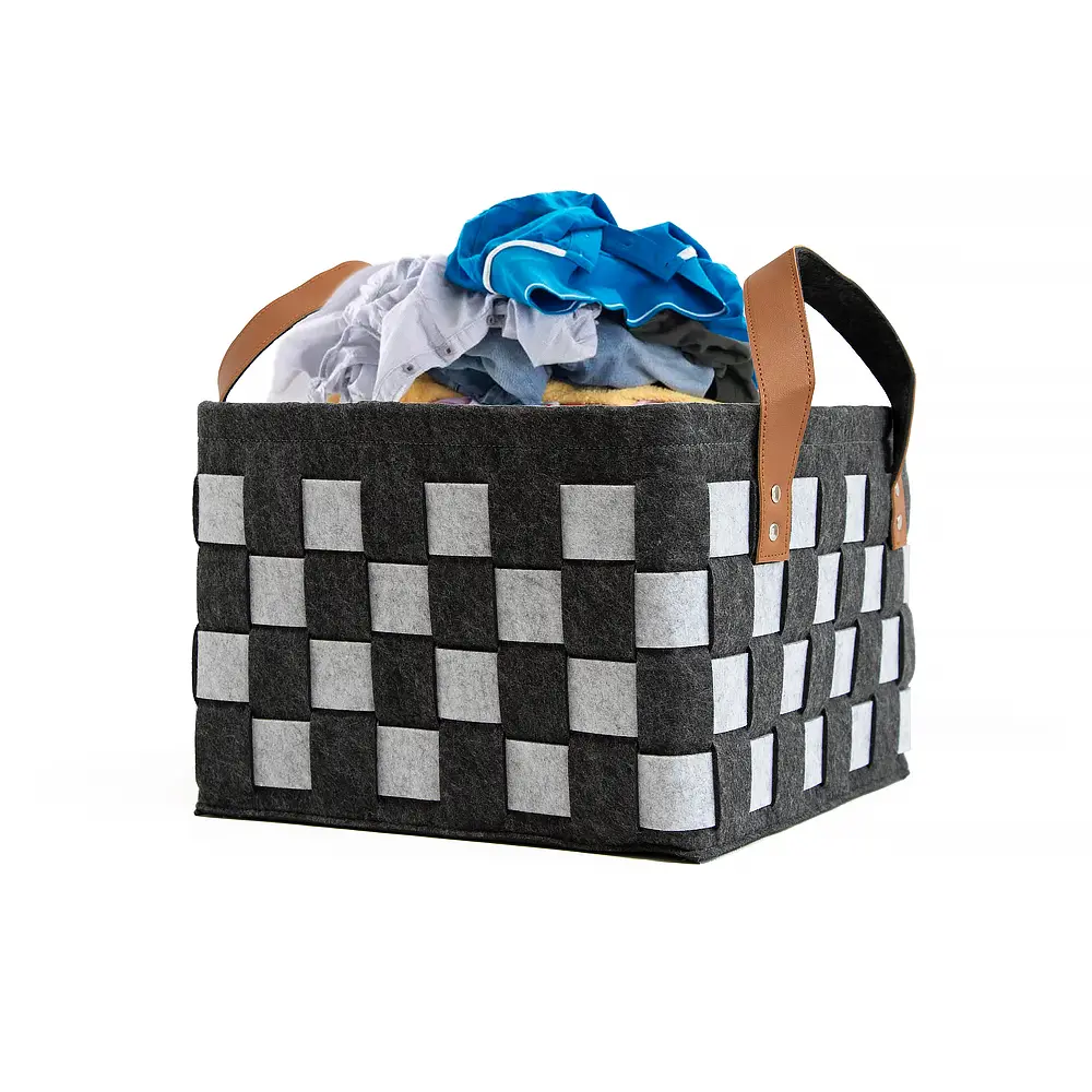 Wholesale Handmade Woven Felt Foldable Laundry Basket Storage With Handles Factory, Quotes