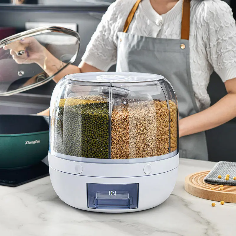 Custom Plastic Clear Round Moisture Proof Cereal Rice Bean Grain Dispenser Food Storage Bucket Box Container Suppliers, Pricelist