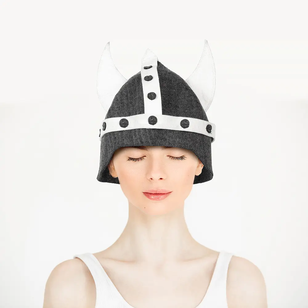 Cheap Eco-Friendly 100% Wool Soft Reusable Cute Special Shape Wool Felt Sauna Hat with 2mm Thickness for Russian Banya and SPA Manufacturers, Product