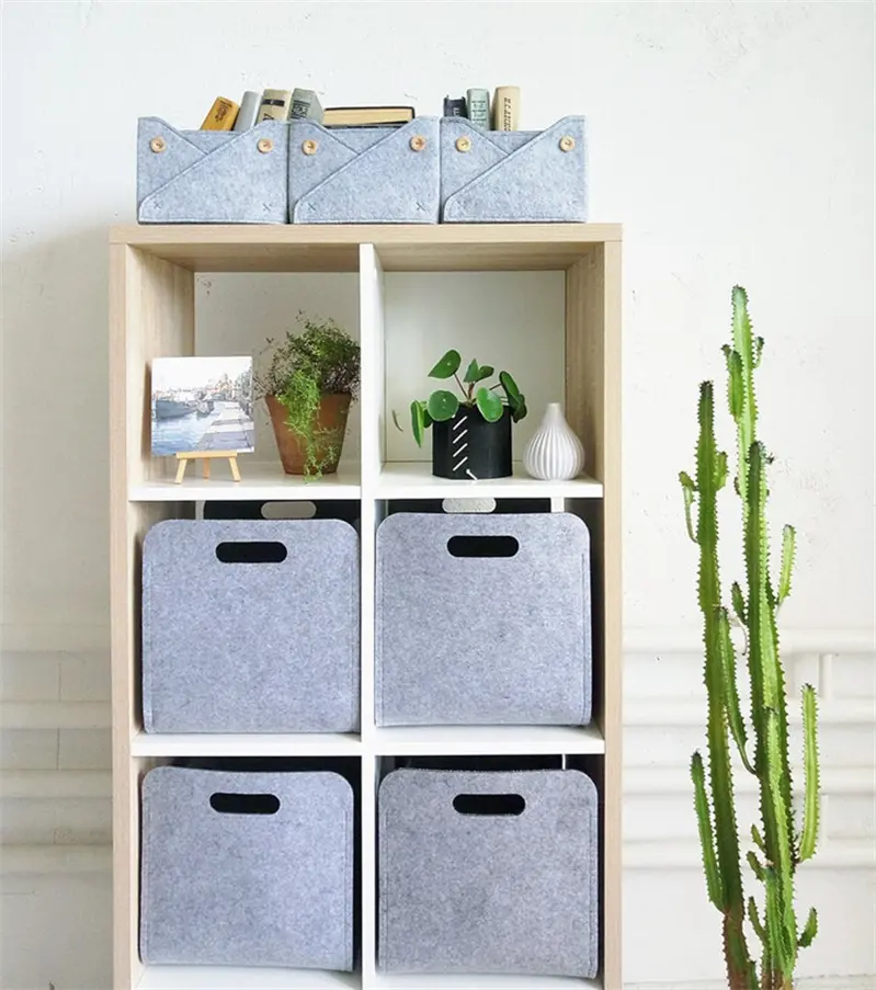 CE Certification Felt Storage Bin Basket Laundry Hamper Collapsible & Convenient Box Organizer with Carry Handles for Office Bedroom Suppliers, Company