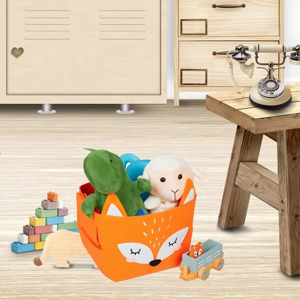 Cheap Kid storage basket foldable cute cartoon design felt toy storage bucket for baby gift basket Quotes, Service