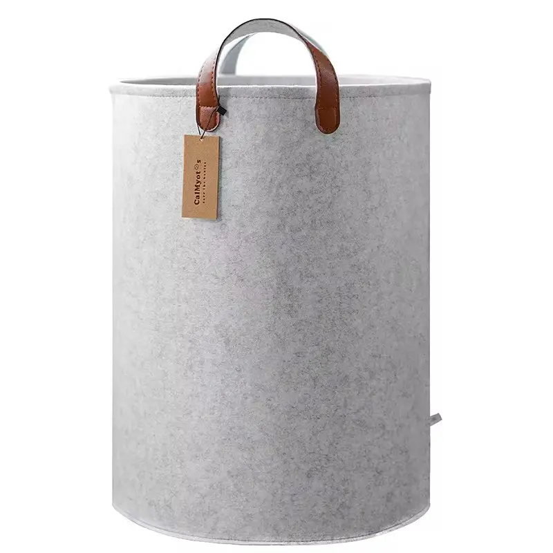 Famous Felt Laundry Basket Home Clothes Hamper with PU handle Simple Design Folding Storage Baskets for Bathroom Use Manufacturers, Exporters
