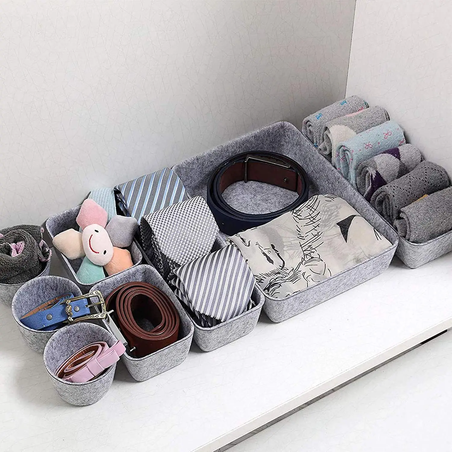 Wholesale Felt Drawer Organizer Felt Storage Bin Desk and Office Organizer Basket