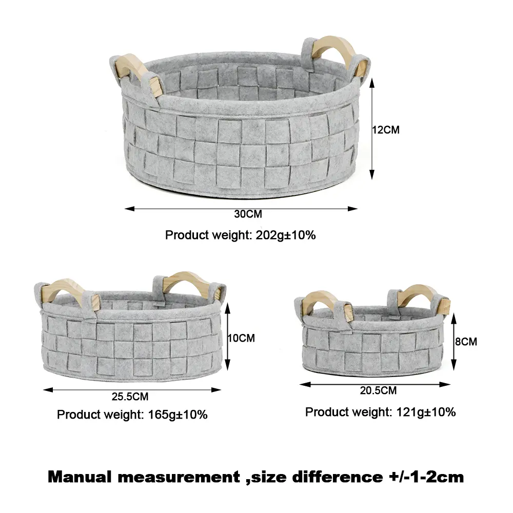 Felt Woven Storage Basket Size Details