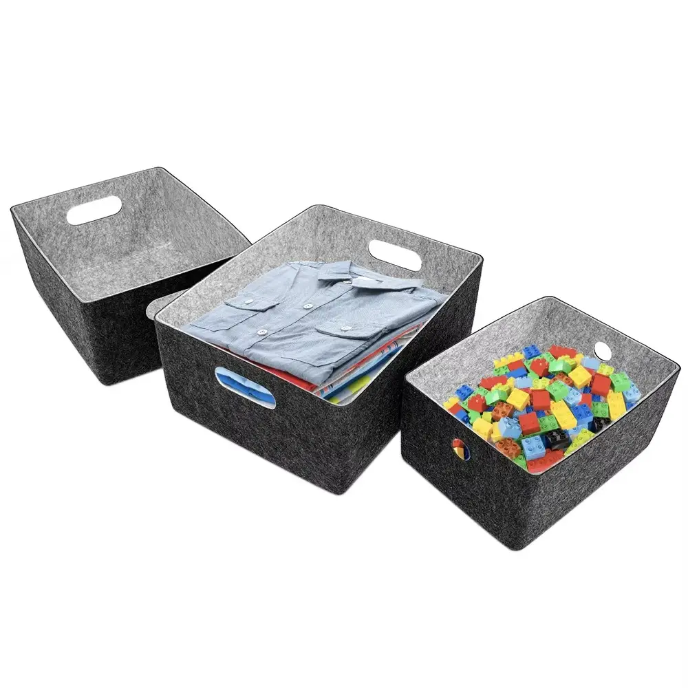 OEM  factory made  3pcs set felt storage bin