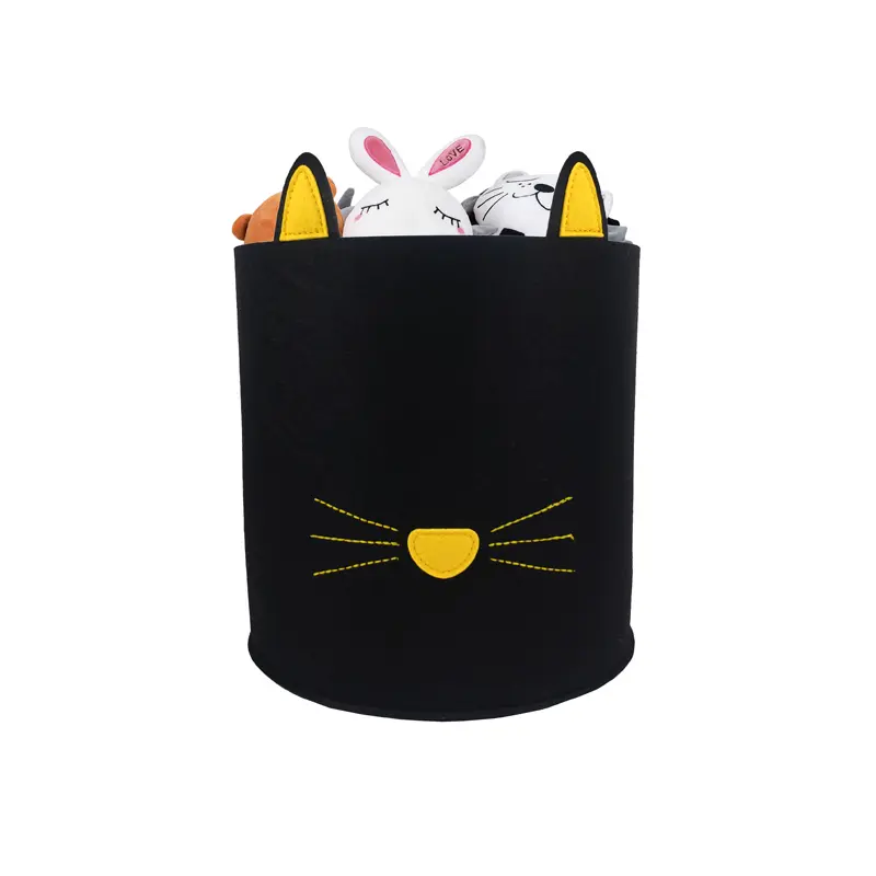 China Cartoon Animal Toy Foldable Box Custom Felt foldable toy storage boxes laundry storage basket with cat patterns Supplier, Service