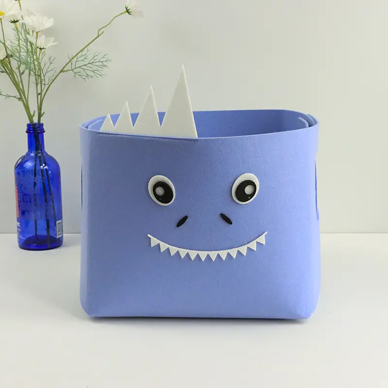 CE Certification Blue Color Custom Pattern Design Kids Toy Storage Cube Organizer Kids Cartoon Animals Felt Toys Storage Baskets Manufacturers, Supplier