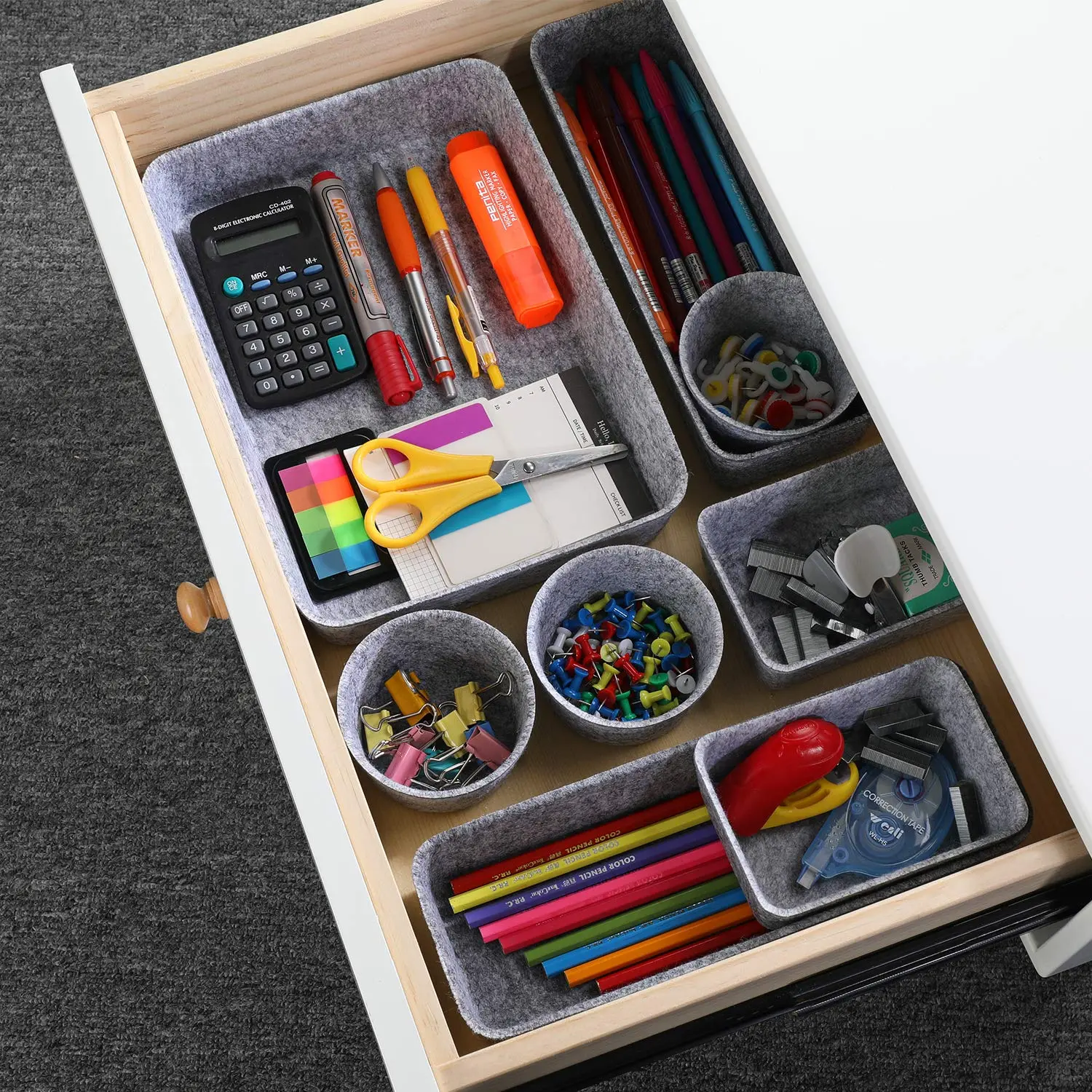 China Set of 8 Felt Storage Bin Felt Drawer Organizer Set Desk Organizer Drawer Dividers Supplier, Product
