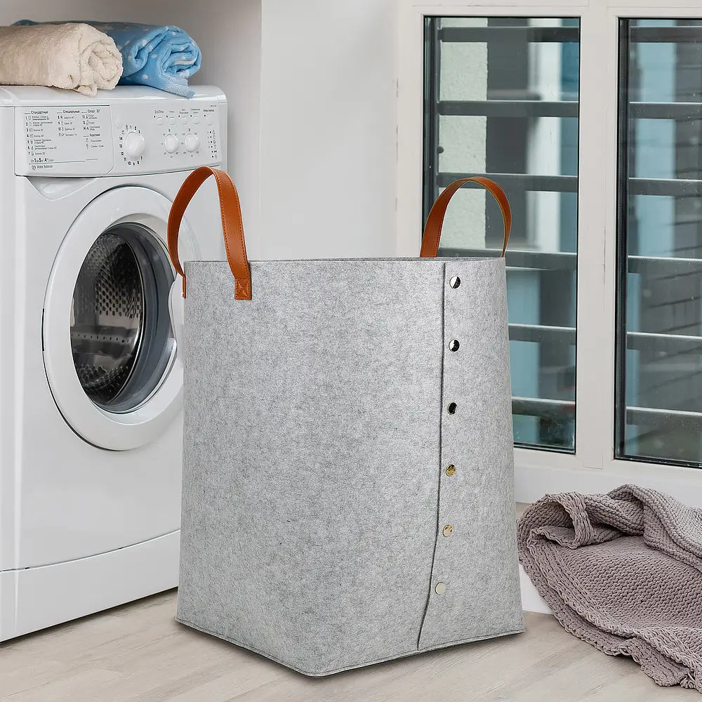 Freestanding Felt Laundry Hamper - Detail Close-up