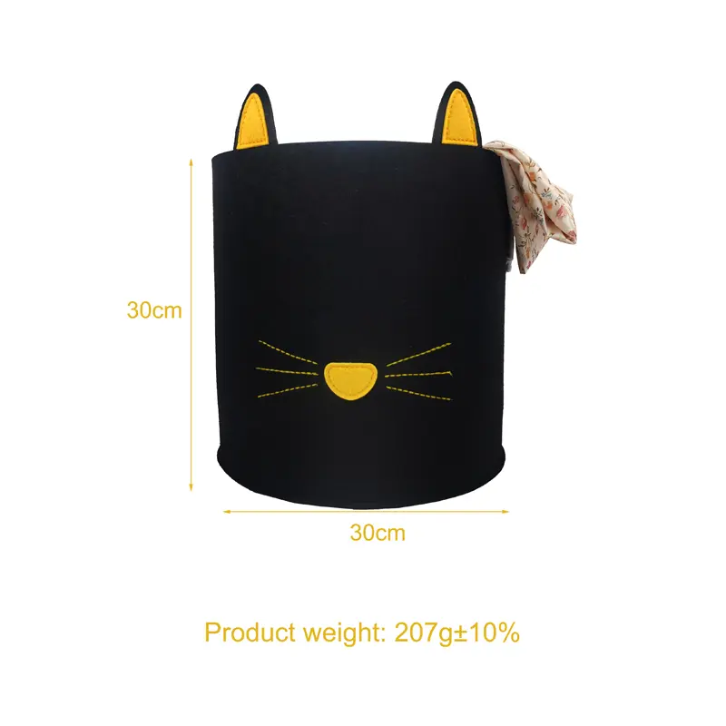 China Cartoon Animal Toy Foldable Box Custom Felt foldable toy storage boxes laundry storage basket with cat patterns Supplier, Service
