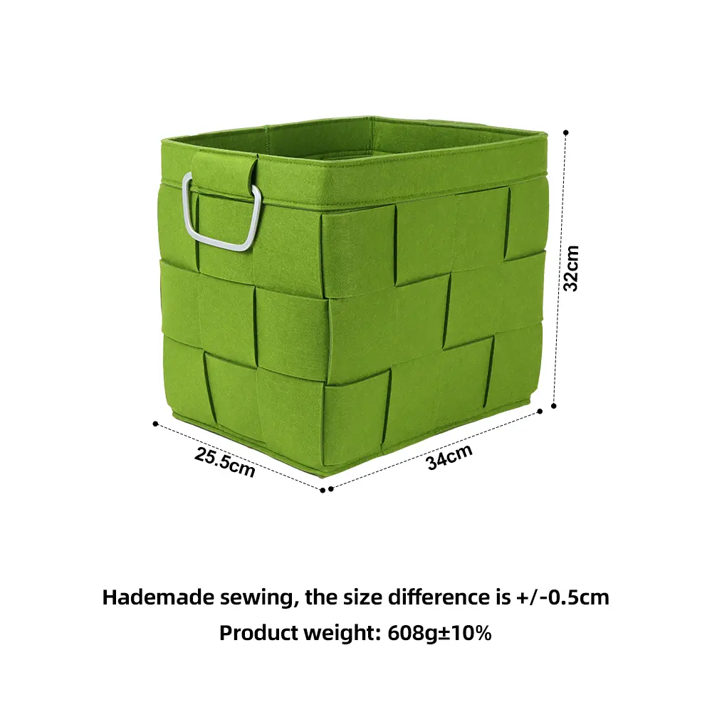 Buy High Quality Handmade Rectangular Felt Fabric Woven Storage Basket with Handles China Supplier Wholesale Factories, Product