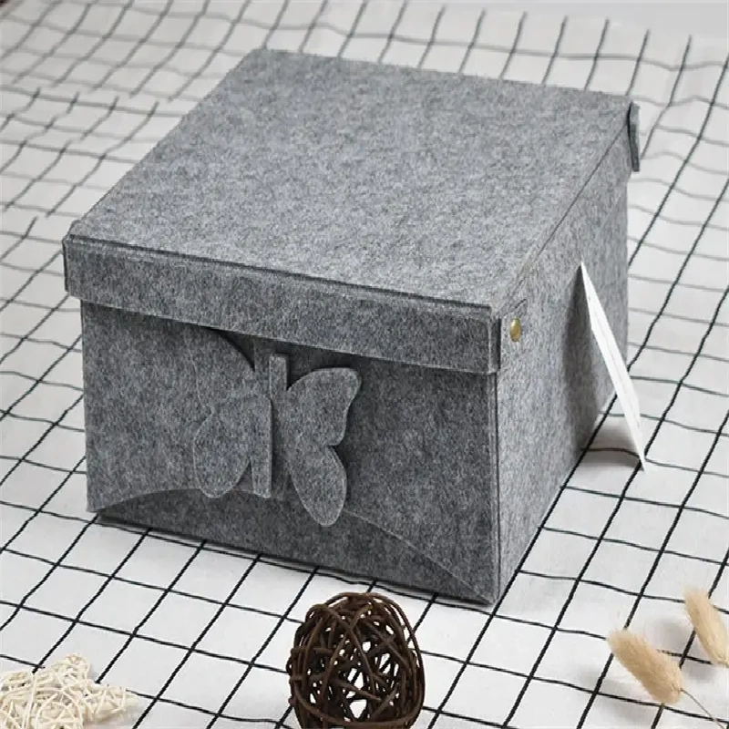CE Certification stackable custom high quality gray small jewelry felt gift box storage basket with cover Company, Service