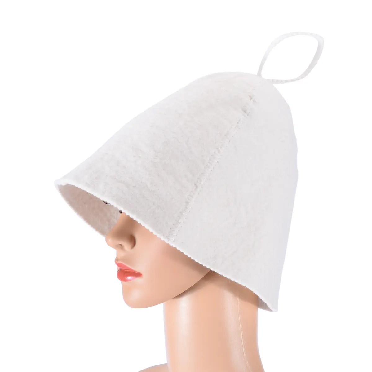5-piece white wool sauna hat product view