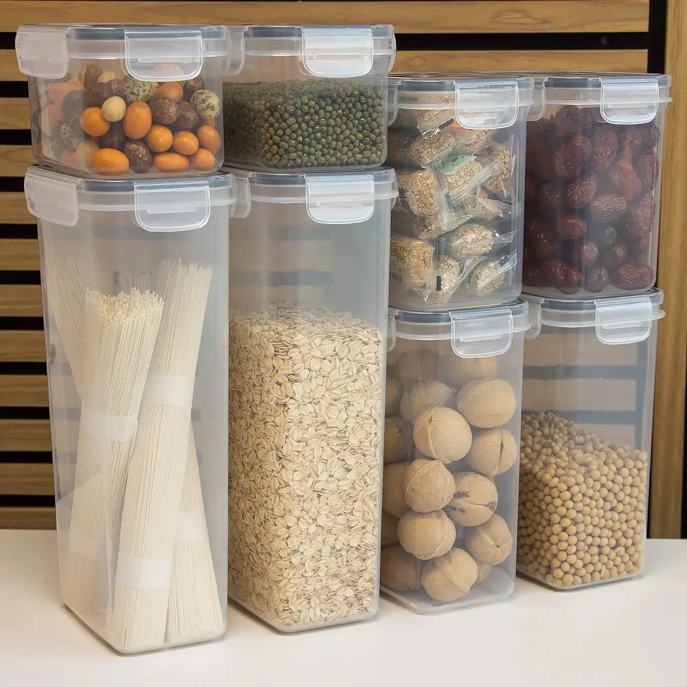 Discount Different size Transparent Plastic Food Storage Boxes Cereal Container Dry Food airtight food storage bin Factory, Companies