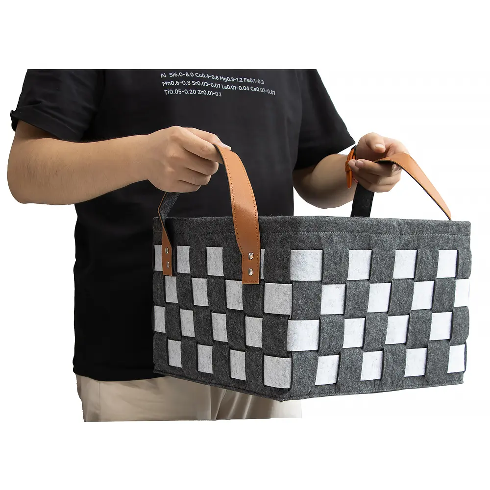 Wholesale Handmade Woven Felt Foldable Laundry Basket Storage With Handles Factory, Quotes