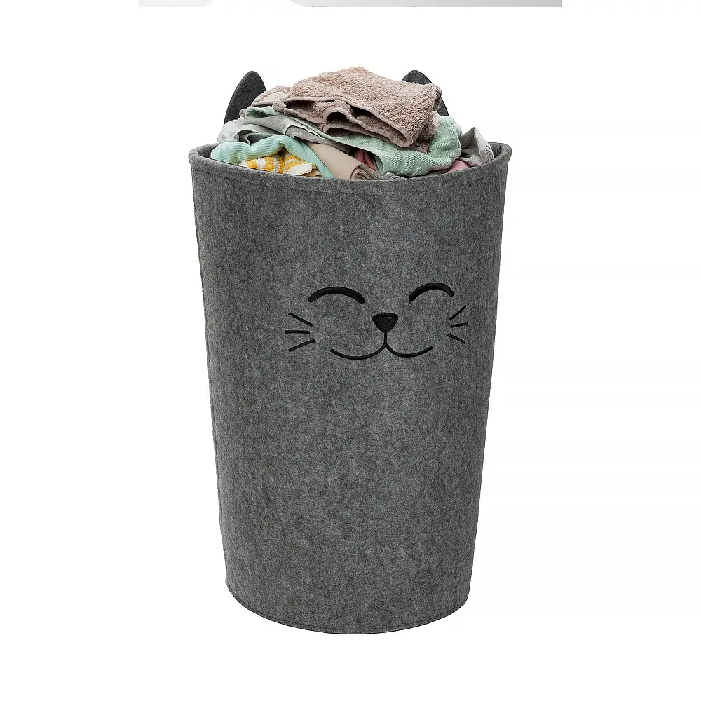OEM Collapsible Laundry Hamper Cut Kitten Felt Foldable Laundry Basket with Handles for Storage Dorm Room Essentials Companies, Service