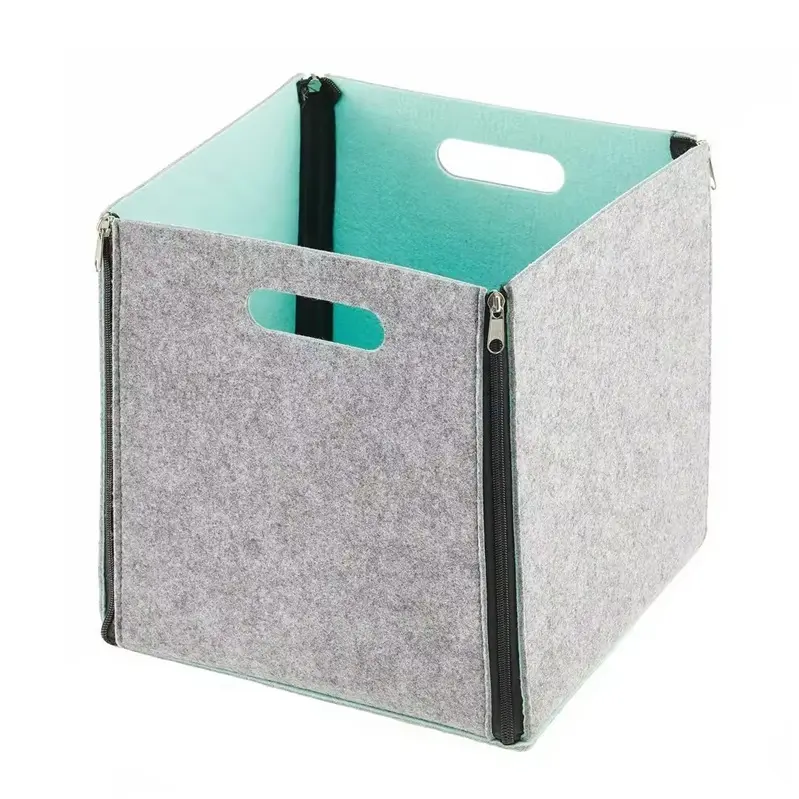 ODM Household foldable cube felt storage box with zipper for kids toys Companies, Company