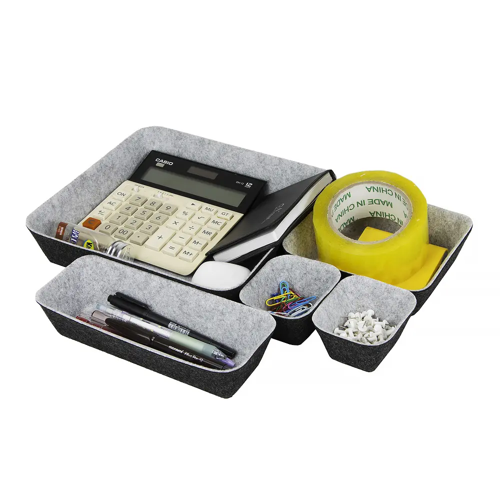 Wholesale Felt 5 Piece Desk and Drawer Organizer Tray Set Pricelist, Product