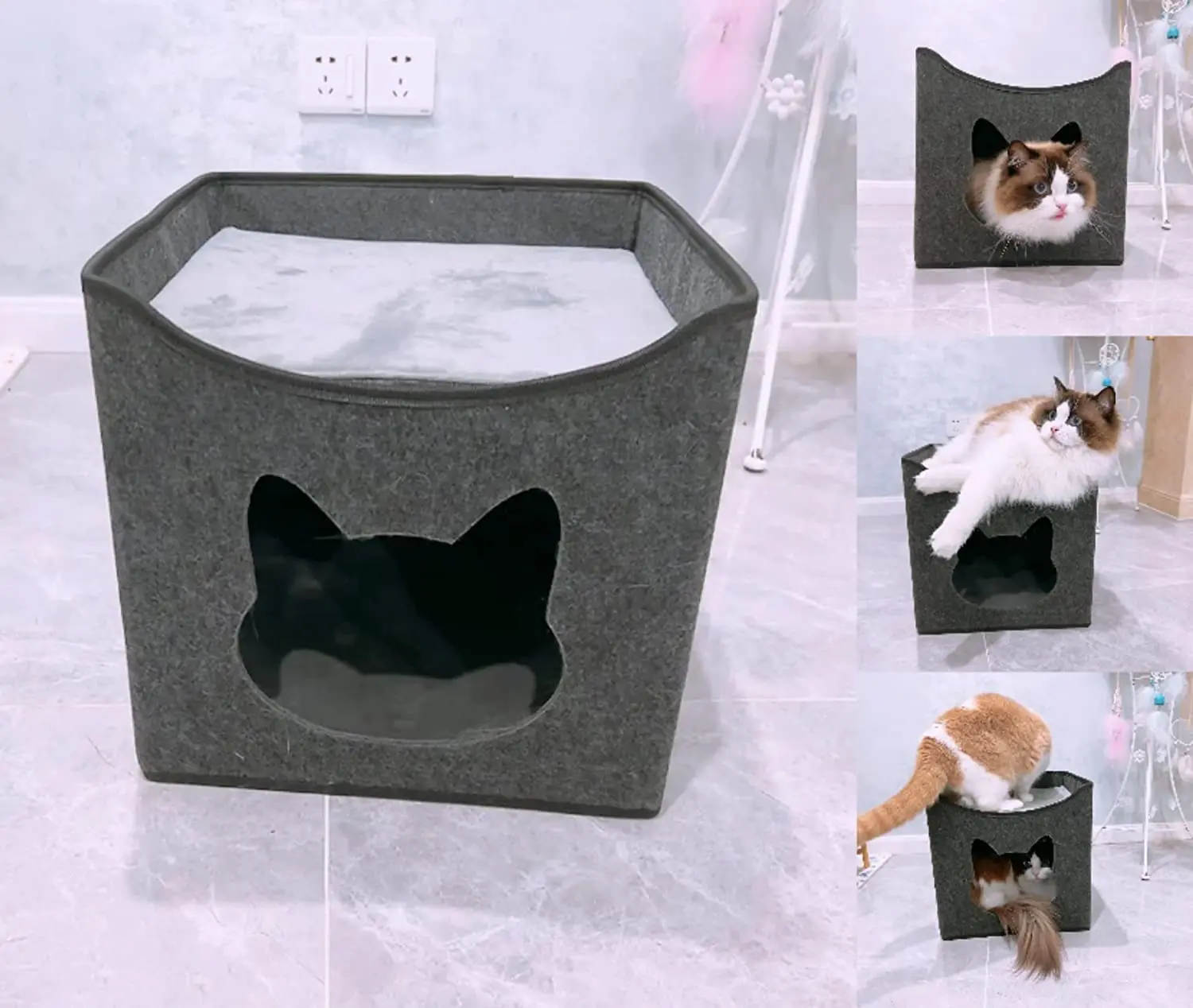 China Hot Selling Pet Cat House Removable cat Cave Bed Natural Felt Nest for Pet Cat Quotes, Company