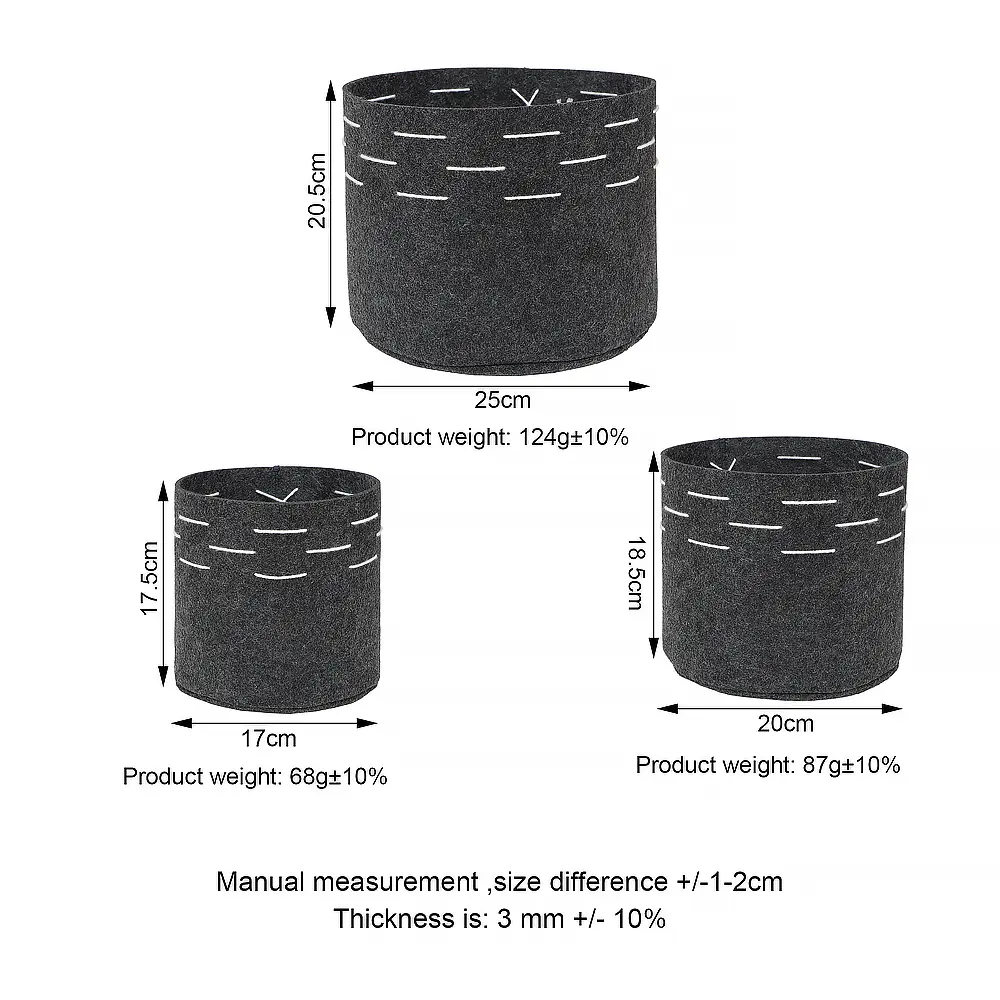 Buy Deep Gray Round Felt Set of Three with Exquisite White Top Decoration Pricelist, Companies