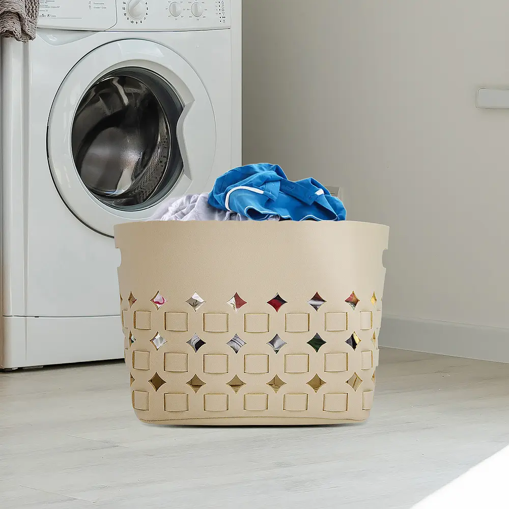 Custom Beige Color Fashion Laser Hollow Toys Storage Basket Felt Material for Living Room Felt Basket Quotes, Products