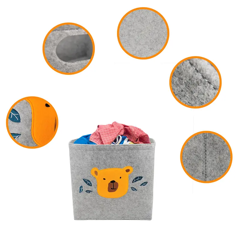 Custom Cute Animal Design Foldable Felt Toy Storage Baskets Nursery Hamper Laundry Basket Factories, Pricelist