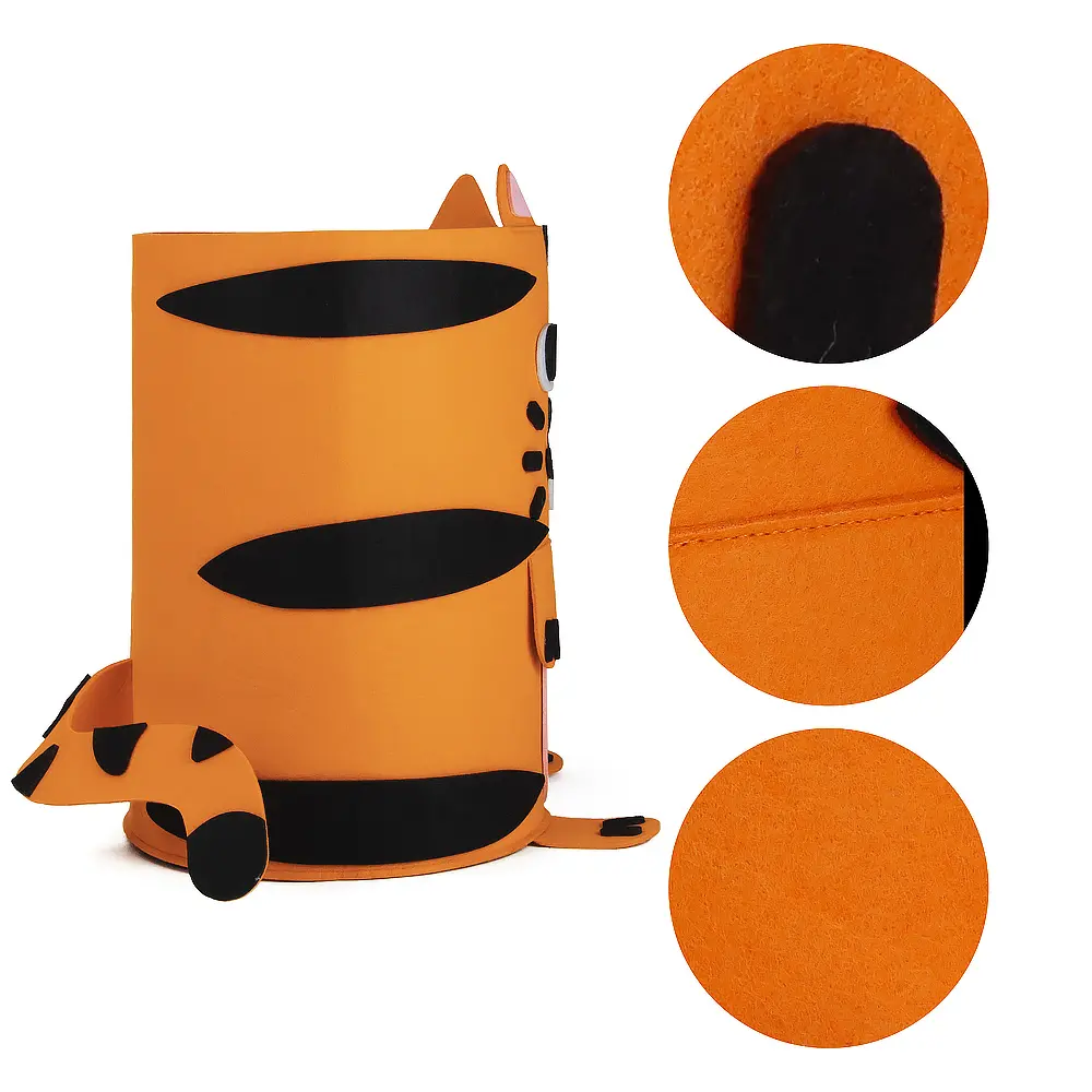Famous Cartoon Animal Felt Toy Storage Basket with Customized Logo Felt Laundry Hamper Quotes, Company