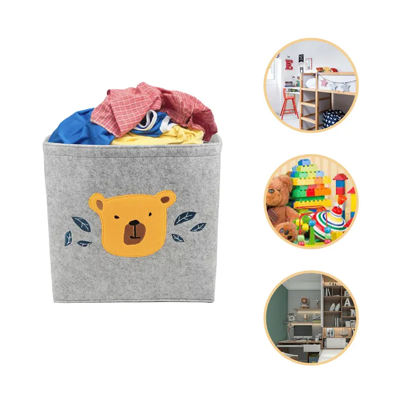 Custom Cute Animal Design Foldable Felt Toy Storage Baskets Nursery Hamper Laundry Basket Factories, Pricelist
