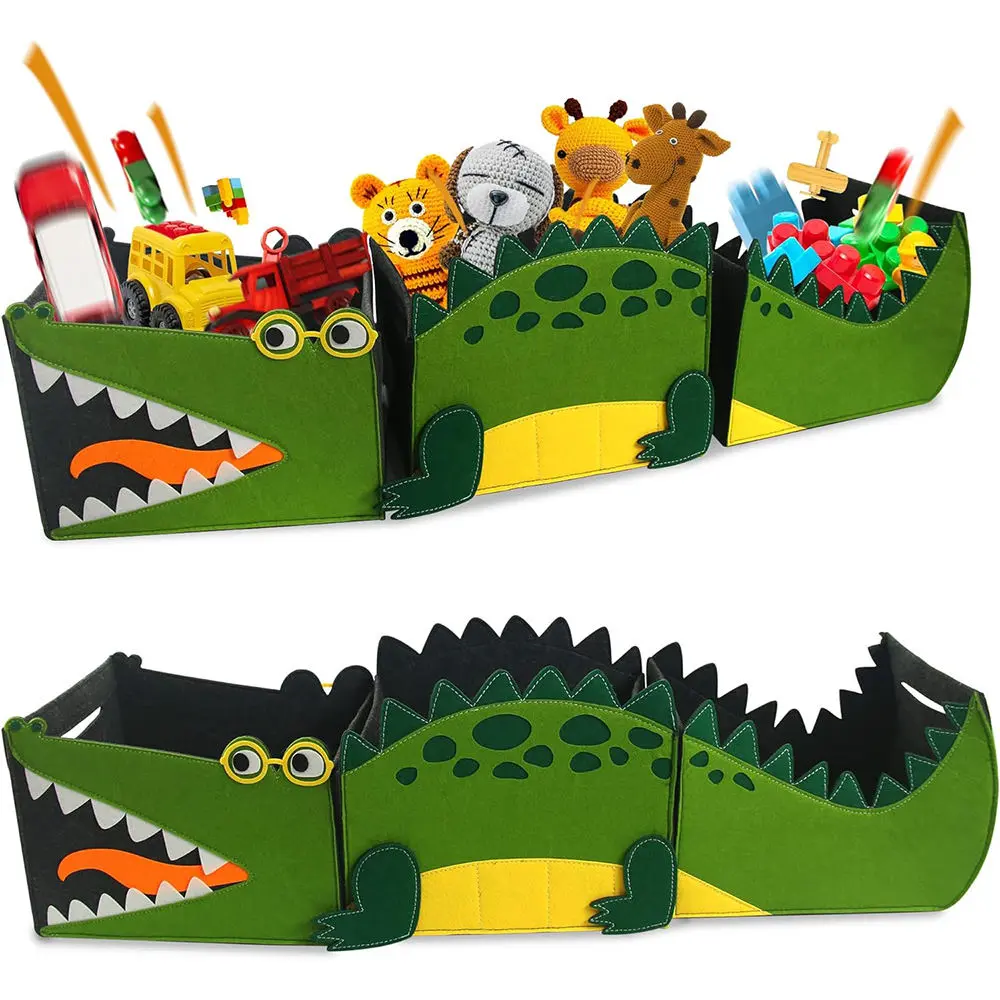 Cheap Removable Felt alligator storage box Cartoon children's toys storage bag Felt organizer removable storage box Factories, Exporter