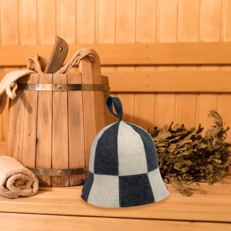 Buy Hot Sale Luxury Two-color Splicing Soft Reusable Eco-Friendly 100% Wool Felt Sauna Hat with Custom Embroidery Logo for Hair Care Suppliers, Pricelist