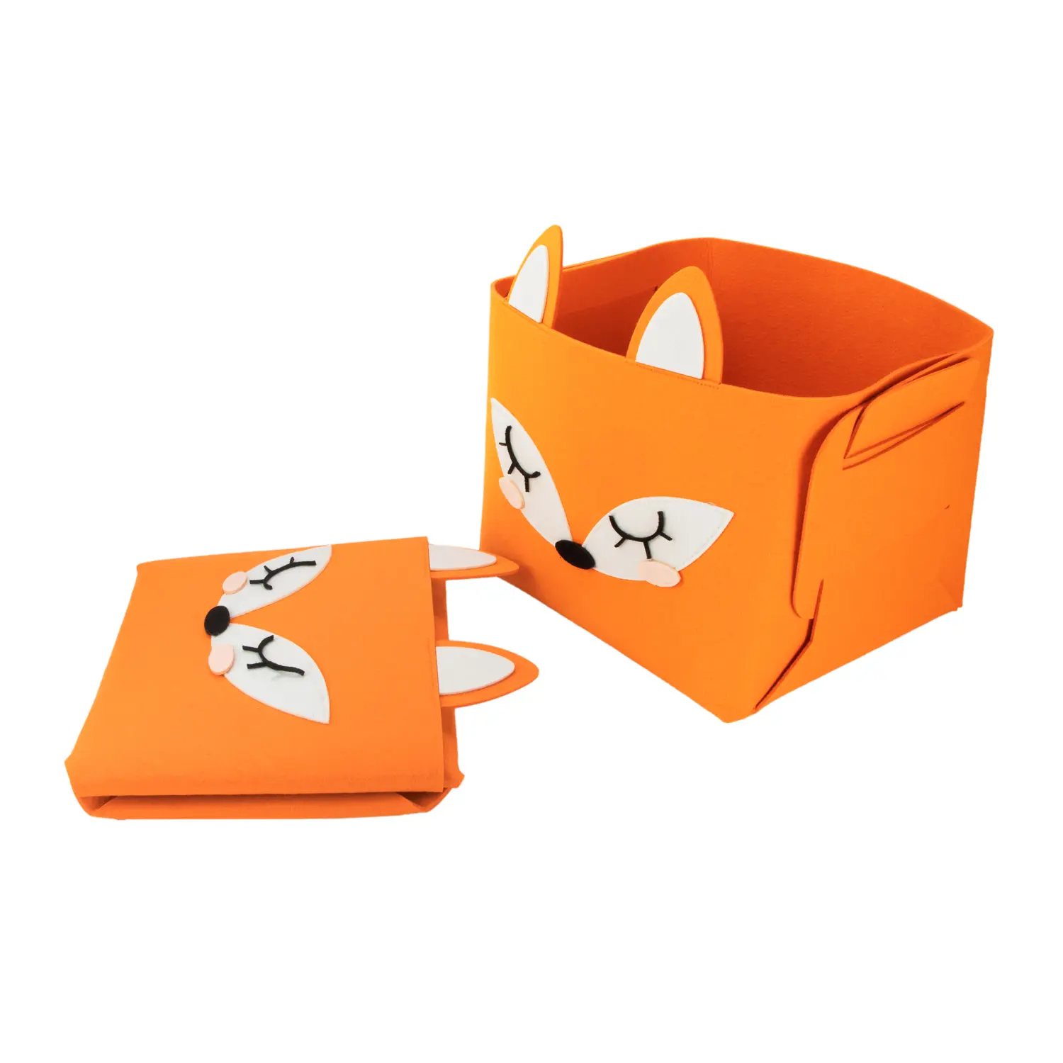Custom New Launched Cartoon Fox Shape Felt Storage Basket with Customized Pattern Company, Product
