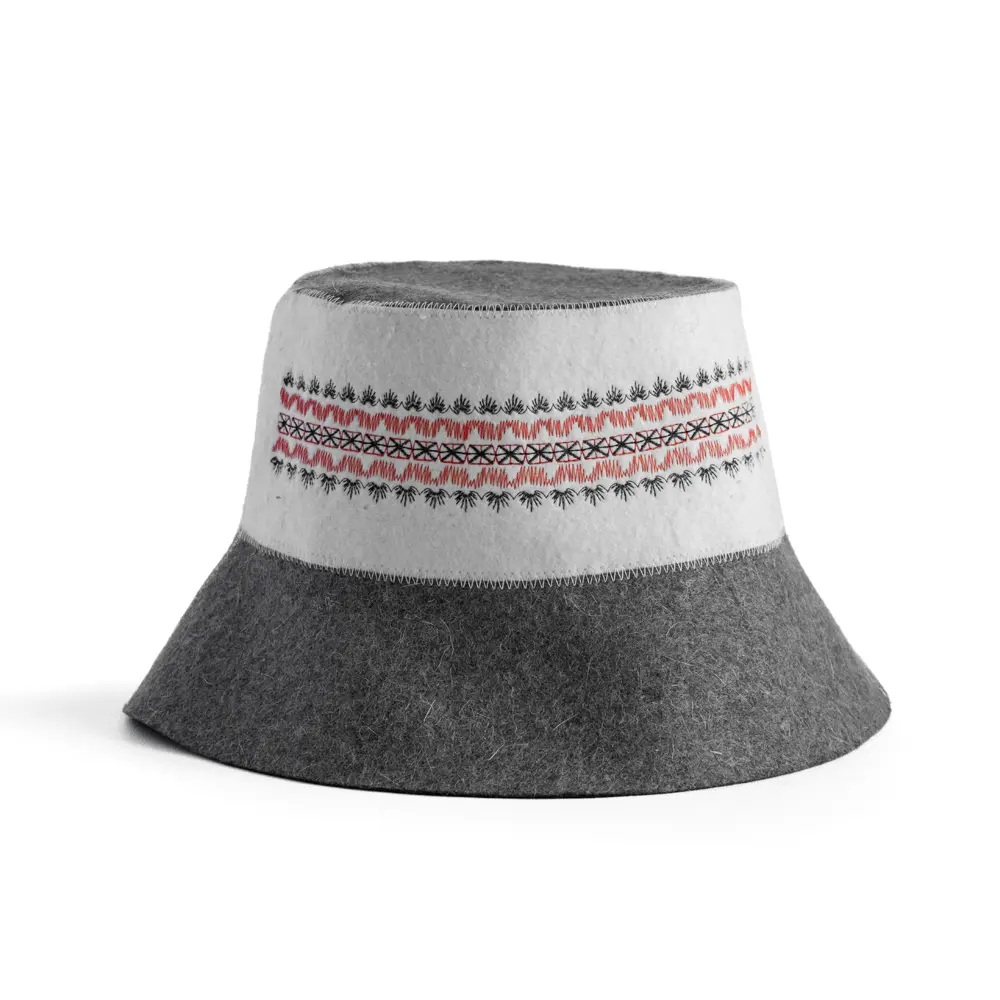 Famous 100% Wool Felt Sauna Hat with Nordic Embroidery Band | Heatproof Spa Cap for Sauna Room Factory, Products