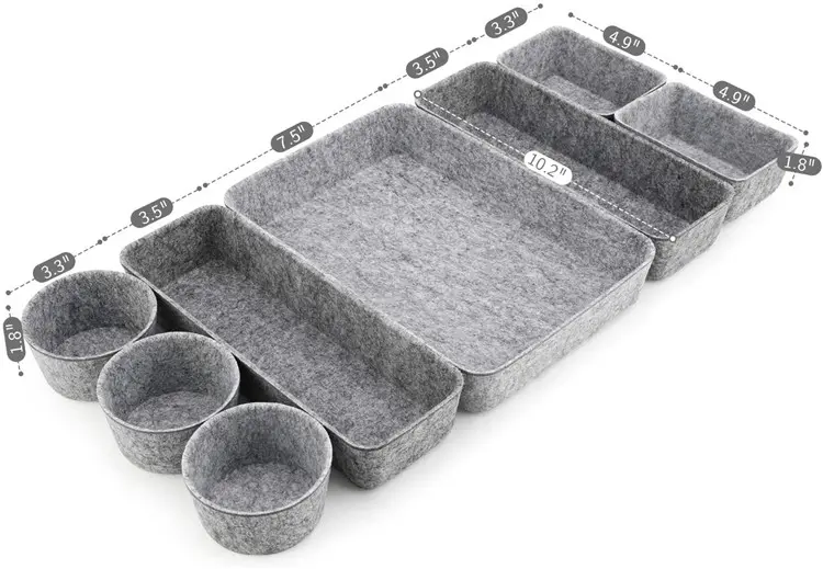 Cheap Home kitchen Office Bins Toy Boxes Recycled PET Polyester Felt Desk Organizers Trays Felt Drawer Organizer Pricelist, Product