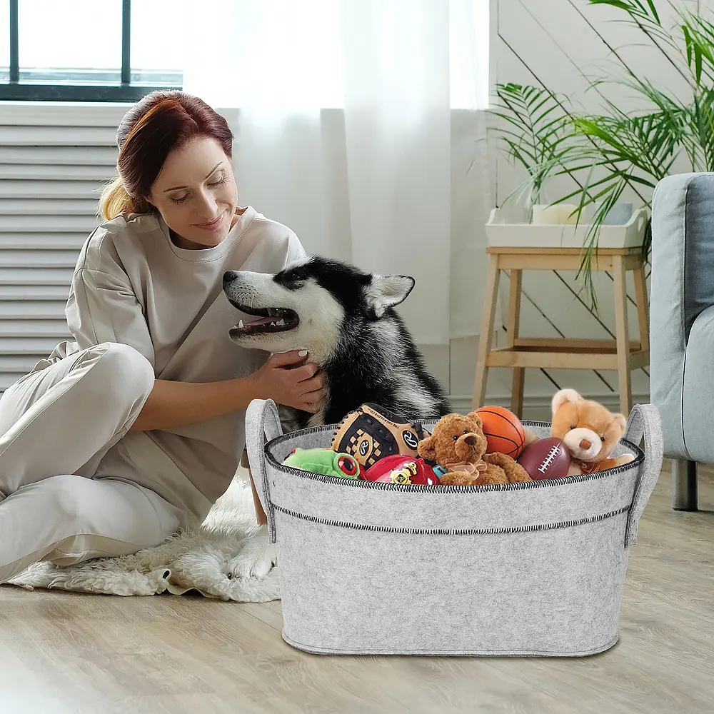 Cheap New Arrival Grey Color Felt Storage Basket Set for Home Storage Exporters, Service
