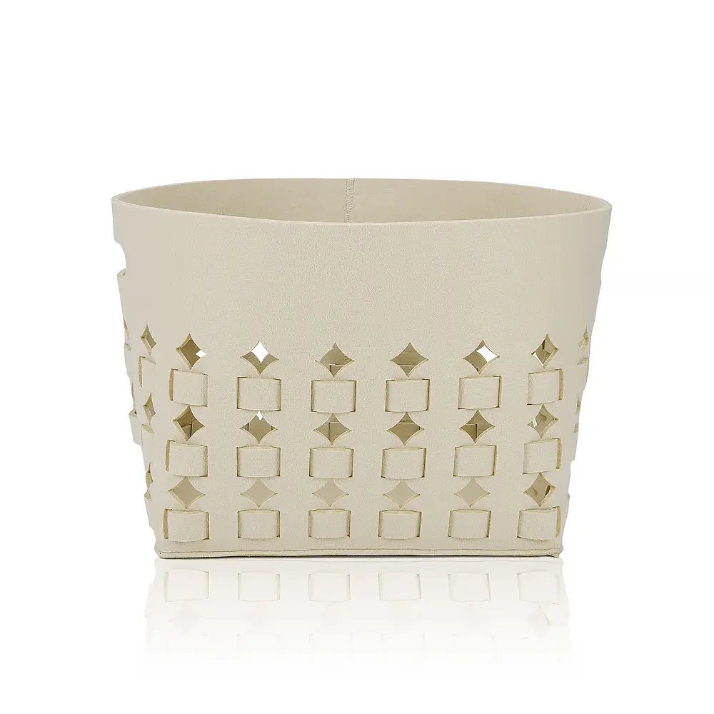 Custom Beige Color Fashion Laser Hollow Toys Storage Basket Felt Material for Living Room Felt Basket Quotes, Products