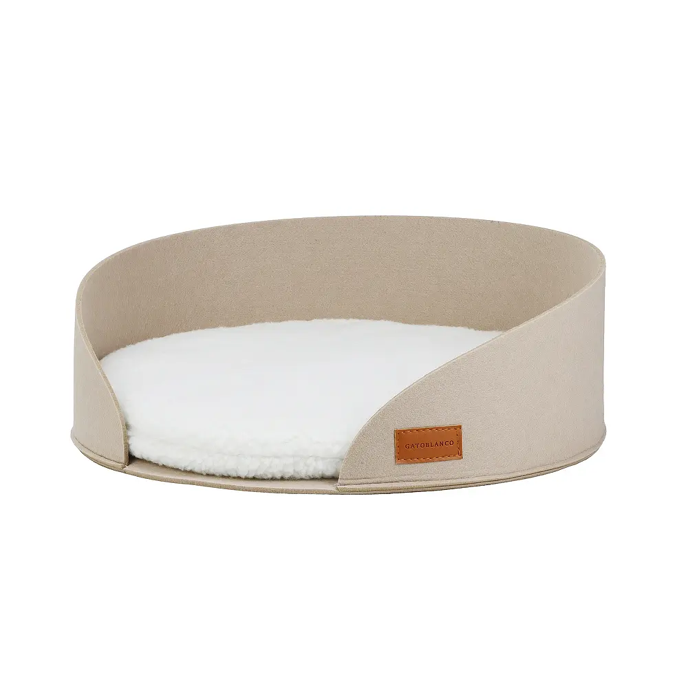 ODM Round Shape Felt Pet Bed Foldable Semi-Enclosed Cat Bed Removable Cat Cave Bed Natural Felt Nest for Pet Cat Suppliers, Factory
