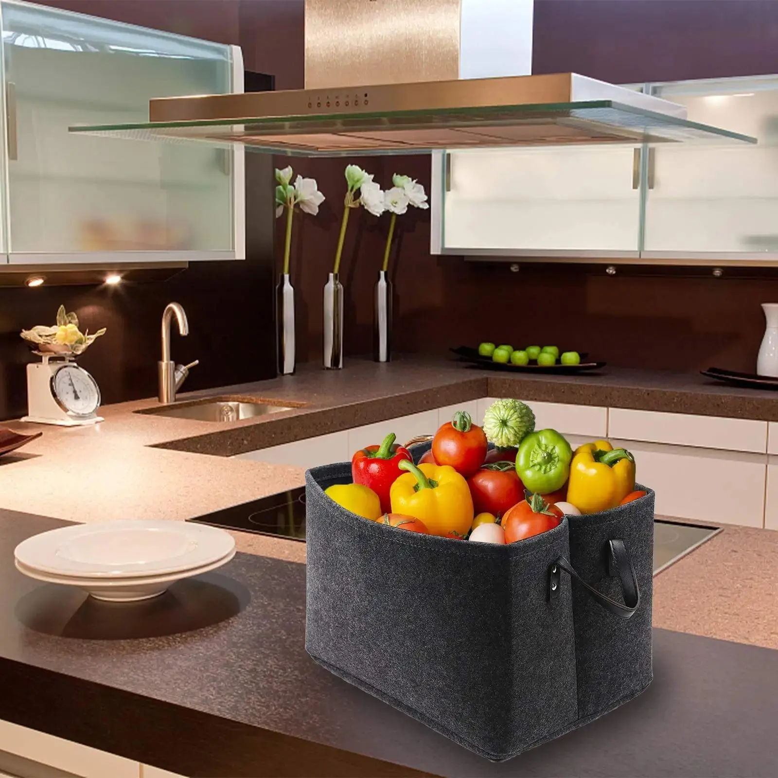 Cheap Large Eco-Friendly Felt Living Room Storage Basket with Handles Manufacturers, Supplier