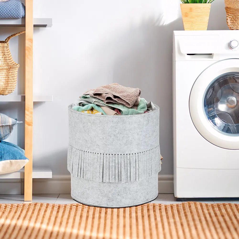 ODM Modern Style Fashion Home Felt Laundry Hamper with Tassel Design Felt Cloth Storage Basket Manufacturers, Manufacturer