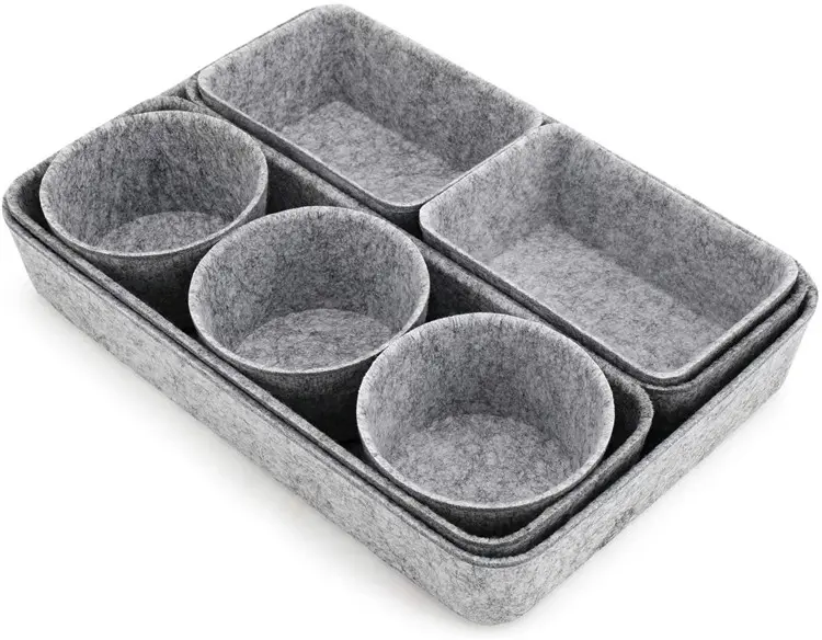 Cheap Home kitchen Office Bins Toy Boxes Recycled PET Polyester Felt Desk Organizers Trays Felt Drawer Organizer Pricelist, Product