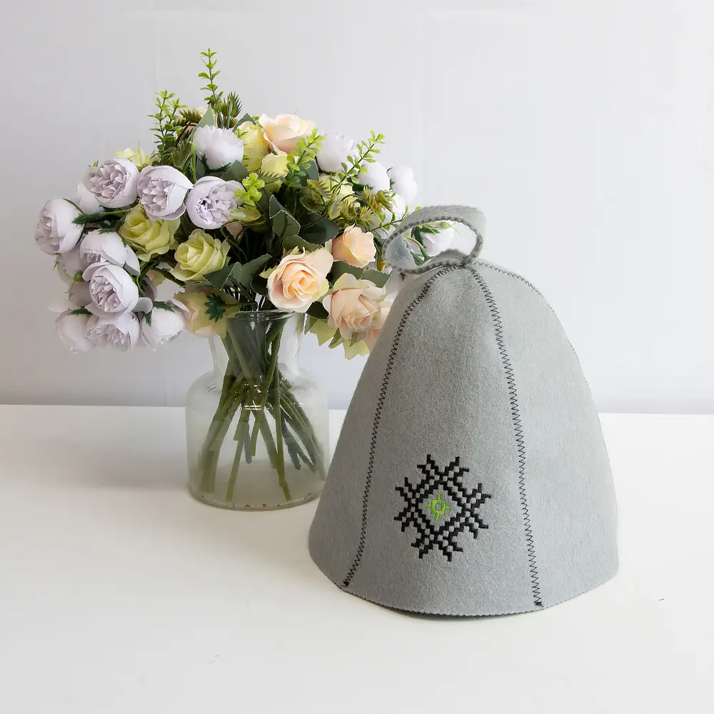 Famous Brand Logo Added Wool Felt Sauna Hat Support to Add Logo Hair Enhancing Shower Cap Protect Hair Sauna Hat Quotes, Company