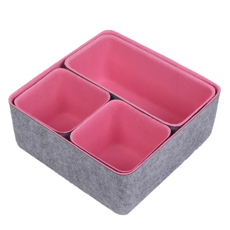 Custom color size 4PC Felt Drawer Organizer Storage Bin Office Desk Organizer Drawer Dividers