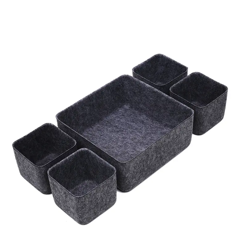 Custom Support Custom Set of 5 Felt Drawer Organizer Felt Storage Bin Desk Organizer Exporter, Company