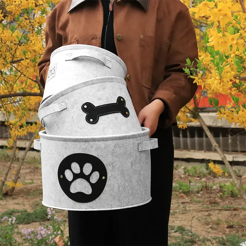 Famous Customized Cartoon Pet Preform Dog Toy Storage Gift Felt Toy Basket Manufacturers, Company