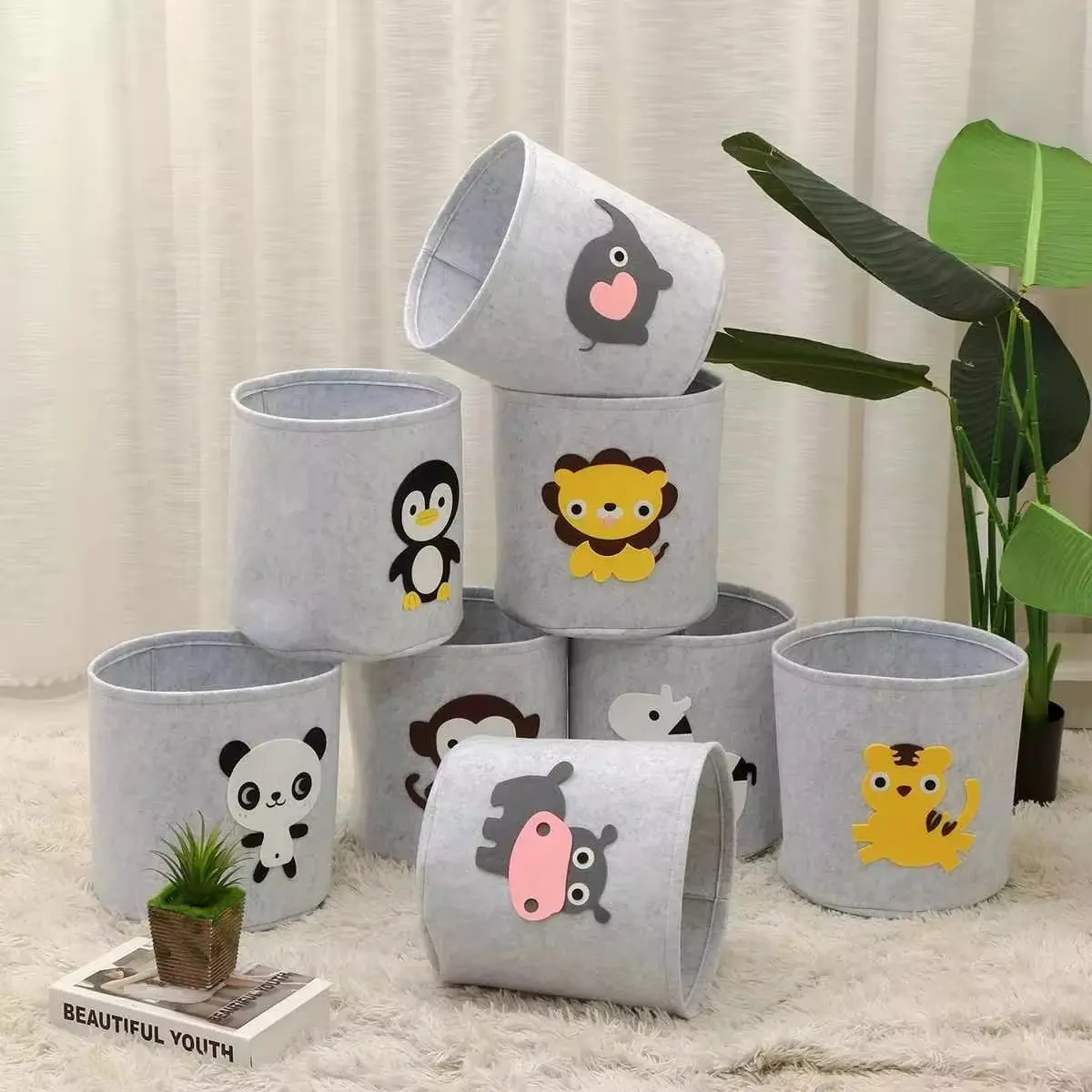 OEM Large Safe Laundry Storage Foldable Felt Laundry Basket Kid Toy Storage For Kids Clothing