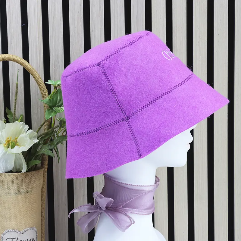 Custom Hot Sale Luxury Eco-Friendly Reusable Soft Wool Felt Adult Sauna Hat with Custom Color for Cooling and Hair Care Manufacturer, Pricelist
