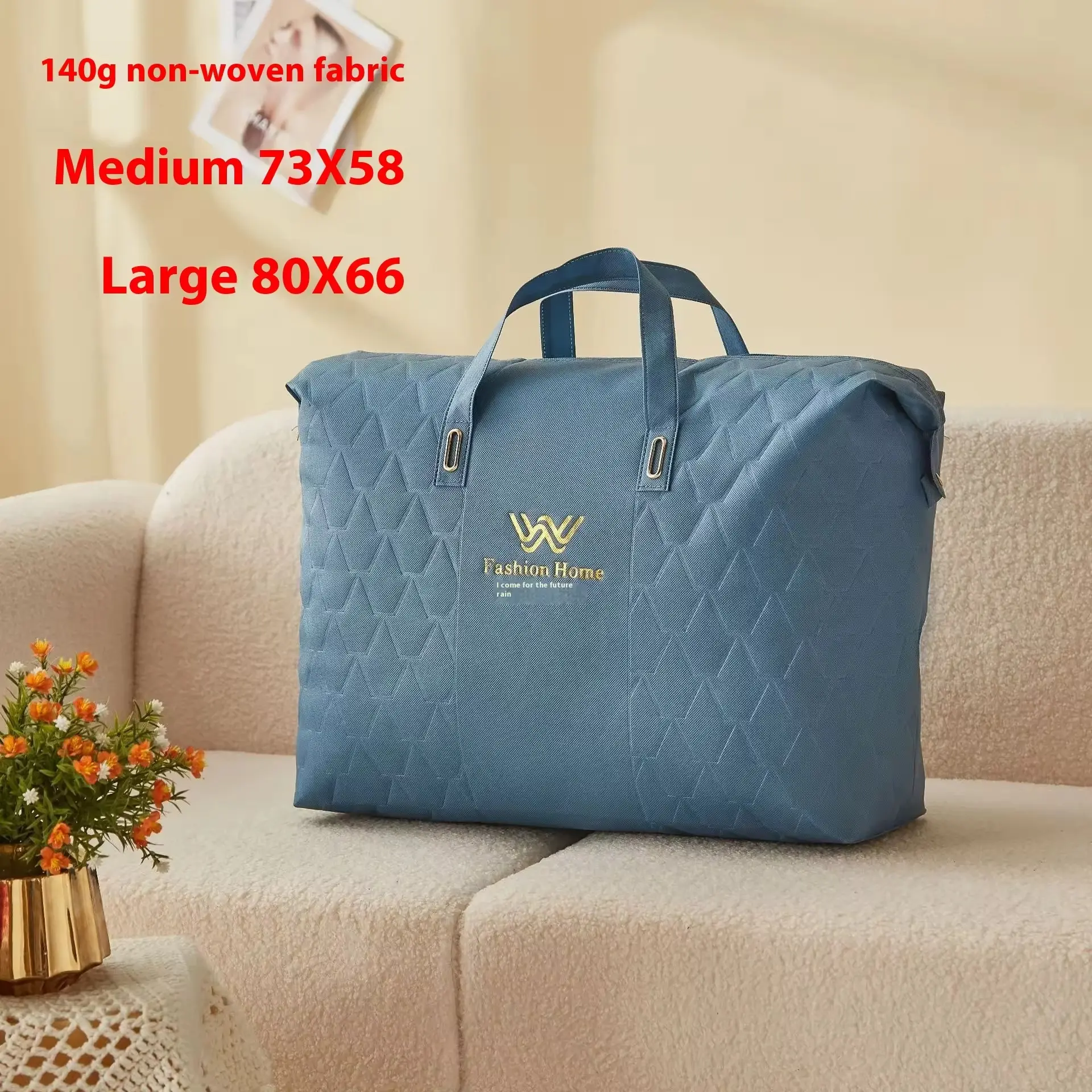 Custom Thickened Soft Quilt Packing Bag Fashion Bedding Storage Bag with Zipper Non-woven Home Textile Bag Exporter, Exporters